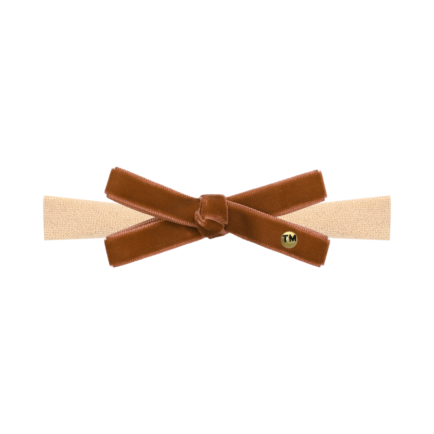Velvet Ribbon Nylon Baby Band With Bow (Caramel Brown)