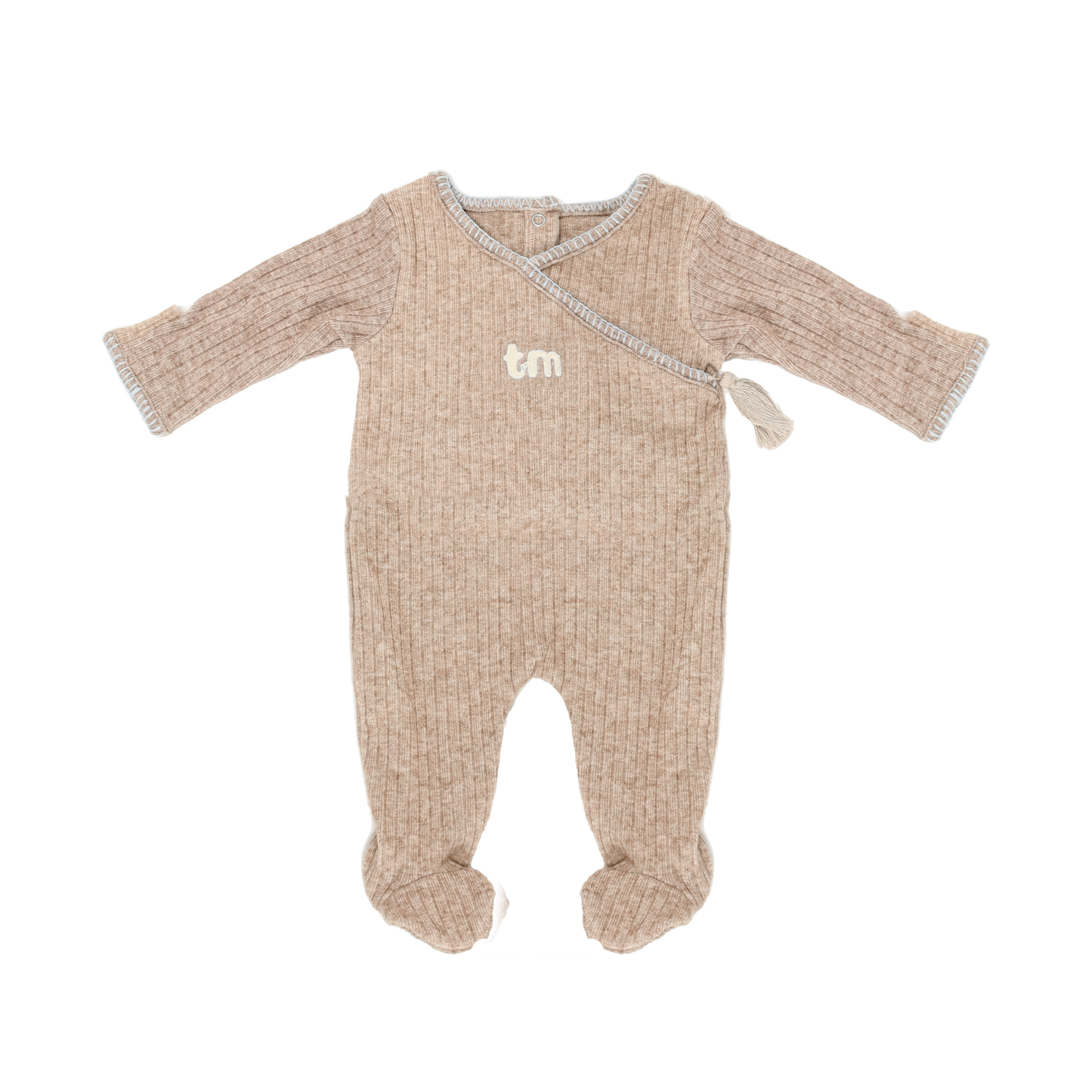Beige Ribbed Footie 0-3 months