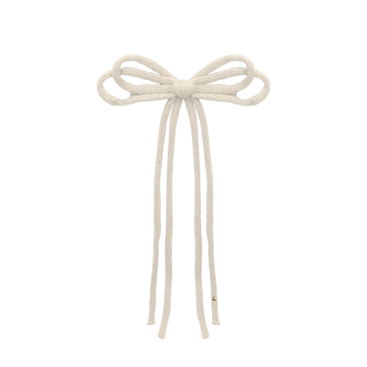 SS26 Knit Ribbon Long Tail Bow Clip (Cream)