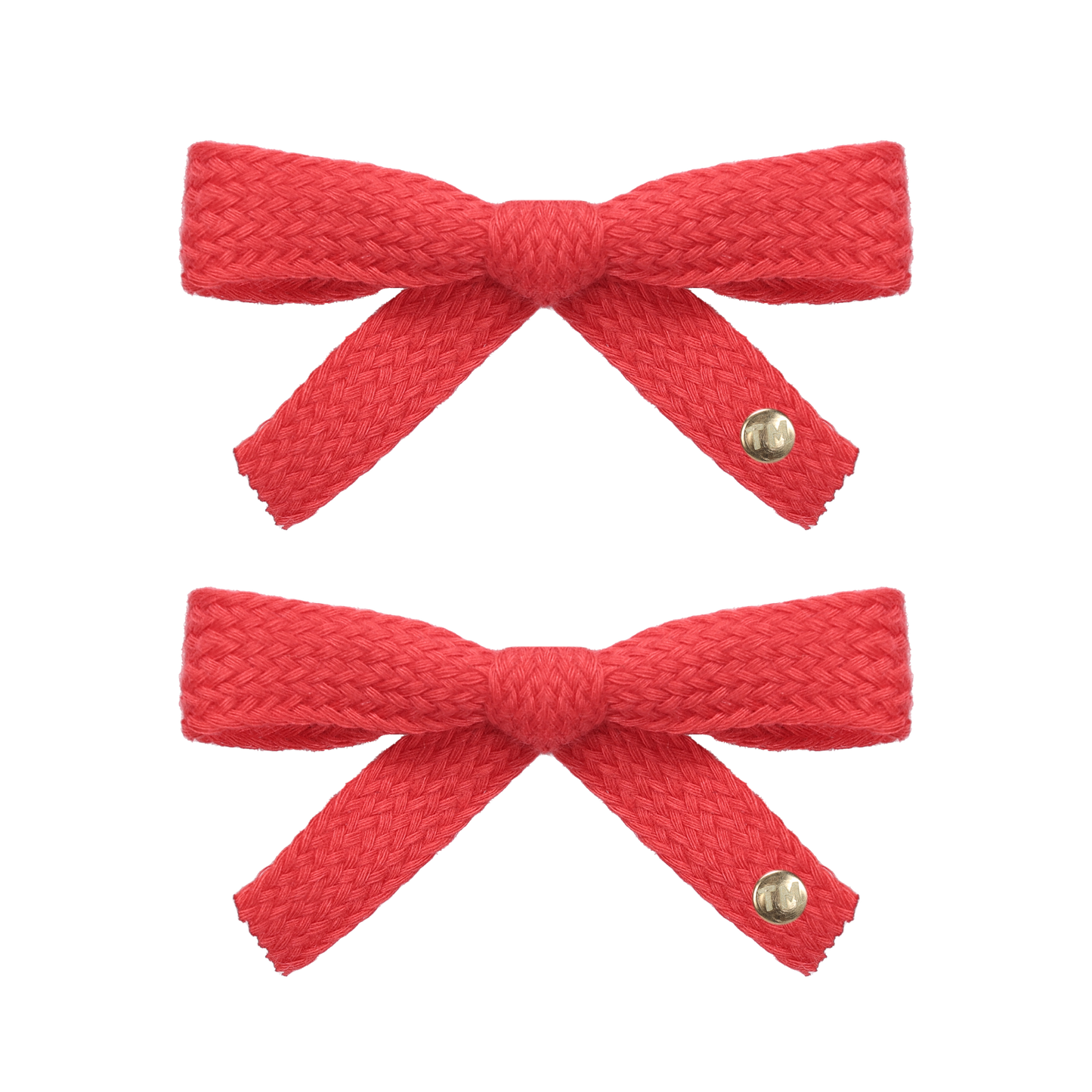 SS26 Woven Ribbon Mini Bow Clip Set Of 2 (Red)