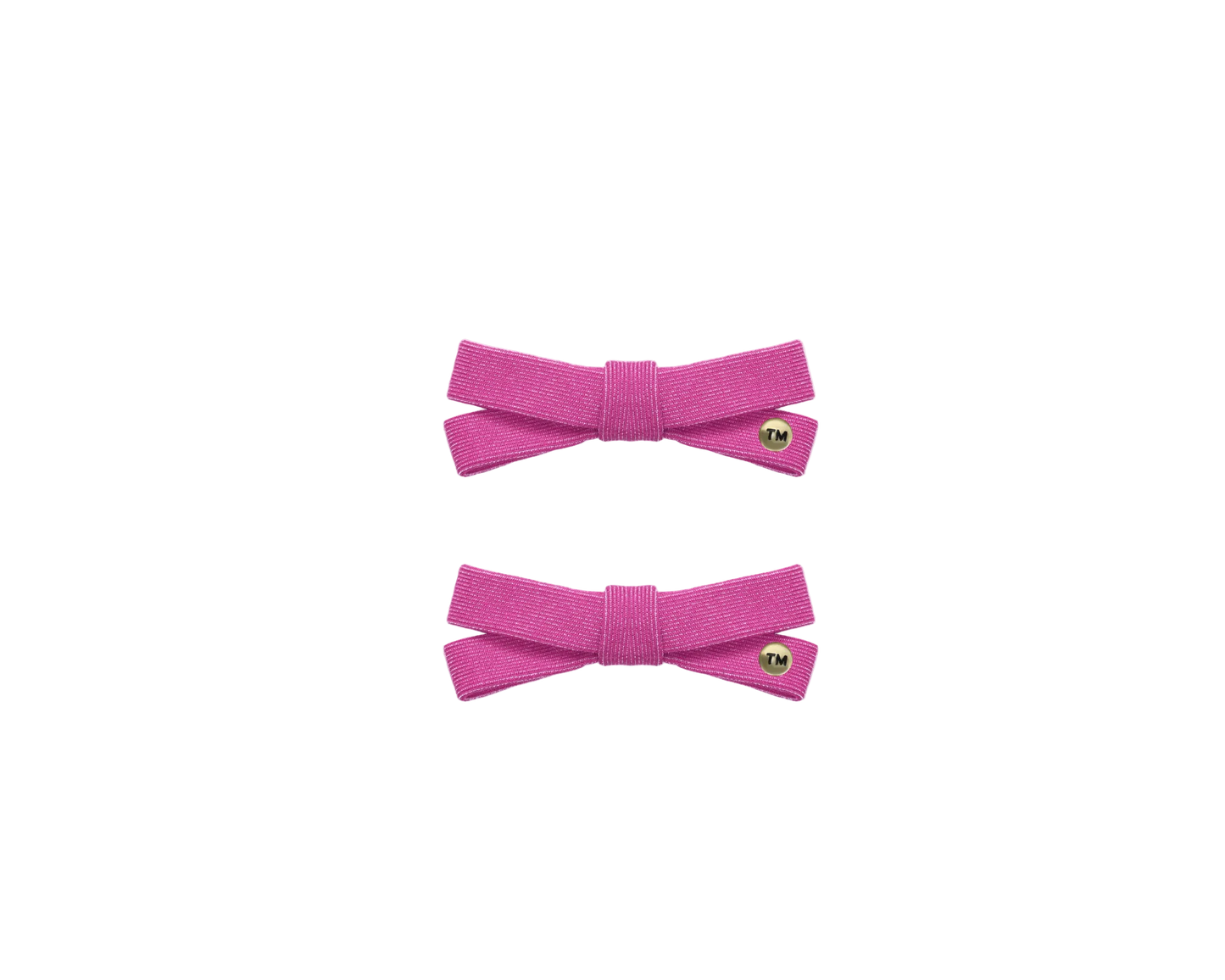 Denim Luggage Logo Collection Mini Bow Clip Set Of 2 (Hot Pink)