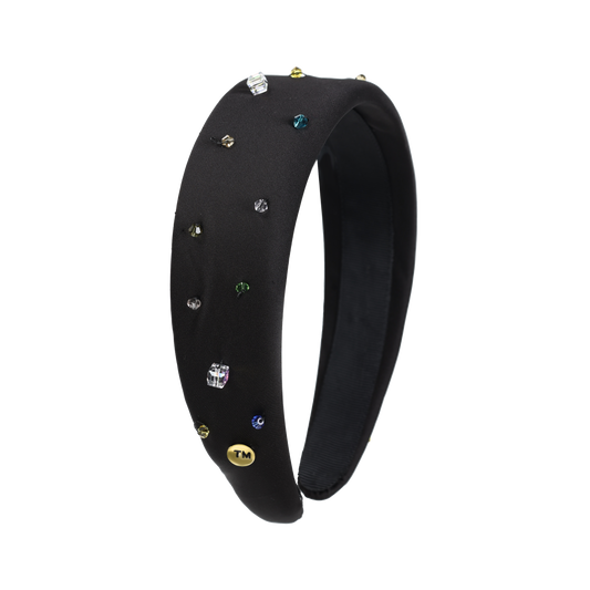 Silk With Crystals Hard Headband (Black)