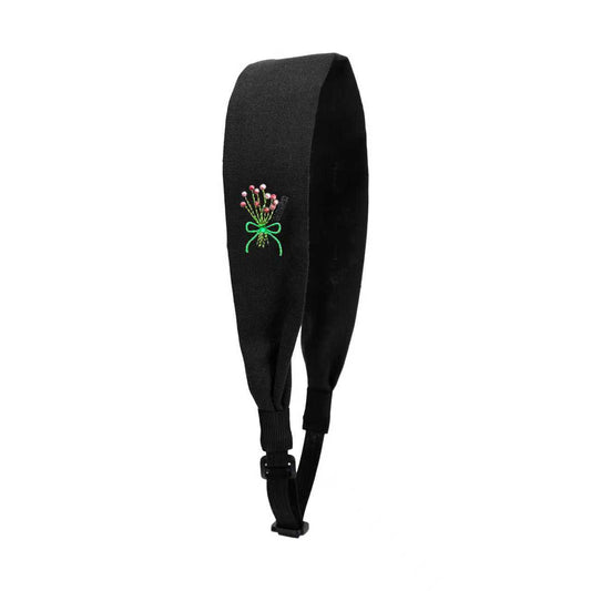 Bouquet Embroidery Knit Collection Adjustable Headscarf (Black)