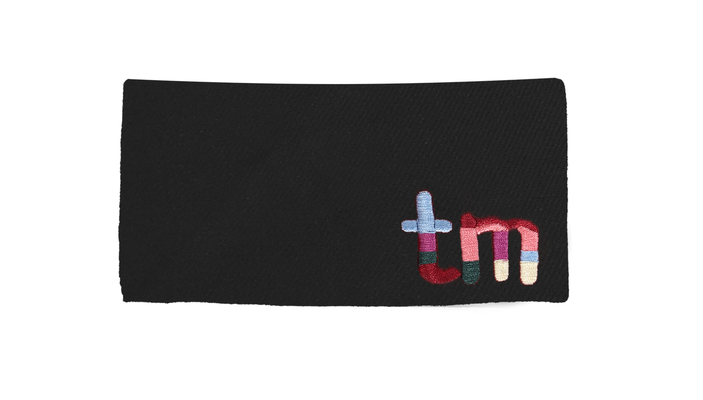 Denim Colored Embroidery Logo Barette Clip (Black)