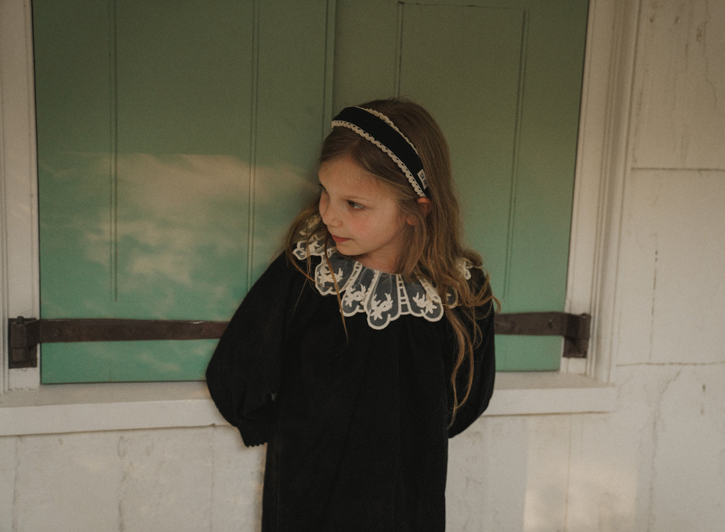 Gauze+Lace 1.25" Hard Headband (Cream Lace)