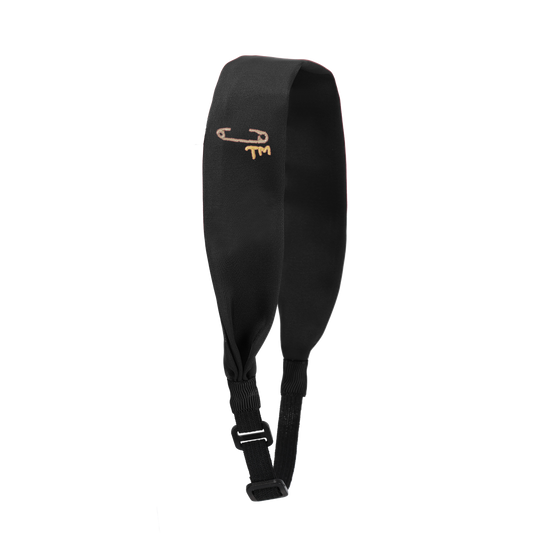 Gold Safety Pin Embroidery Adjustable Headscarf (Black)