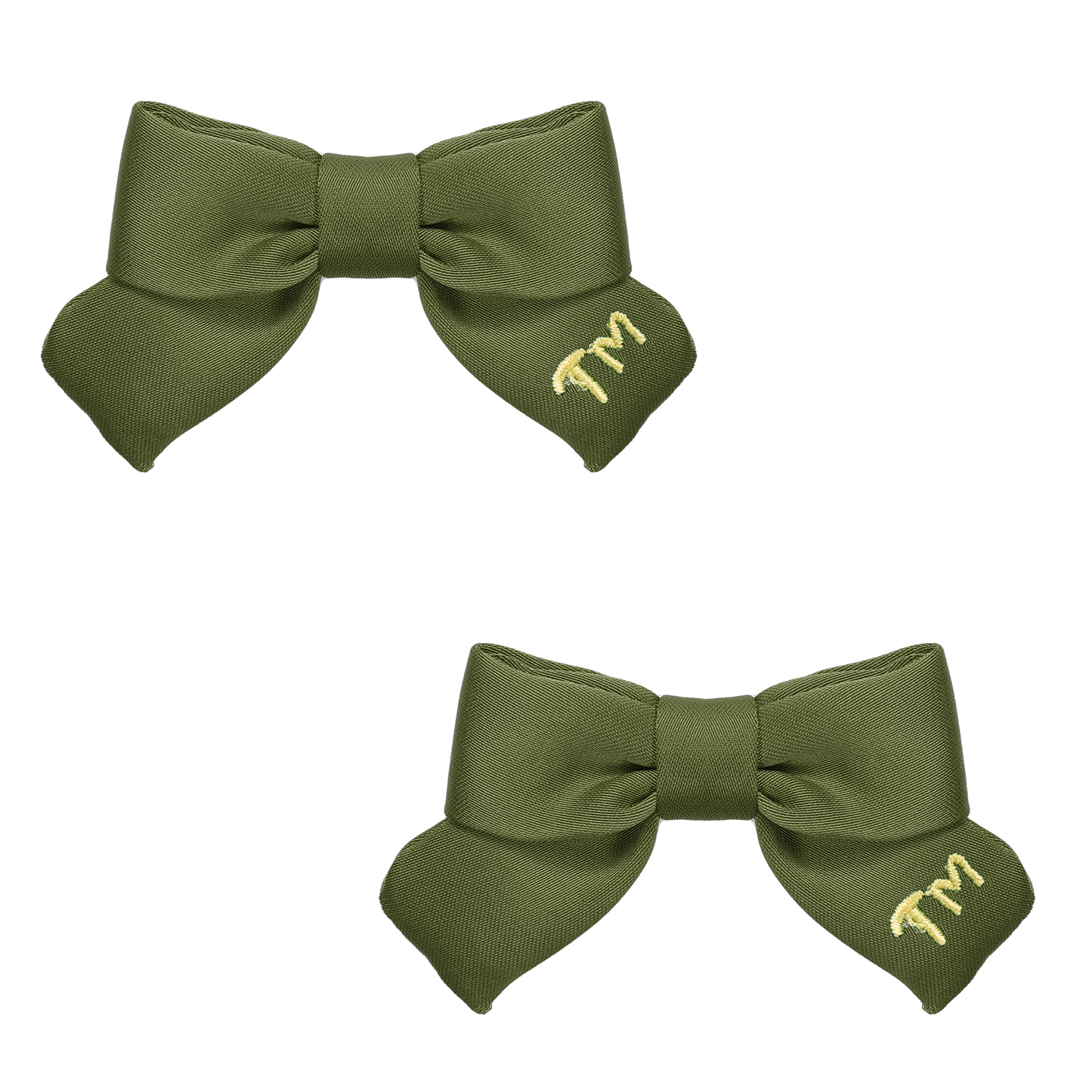 Solid TM Embroidery Mini Bow Clip Set Of 2 (Green)