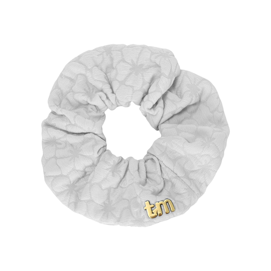 Floral Quilted Collection Scrunchie (White)