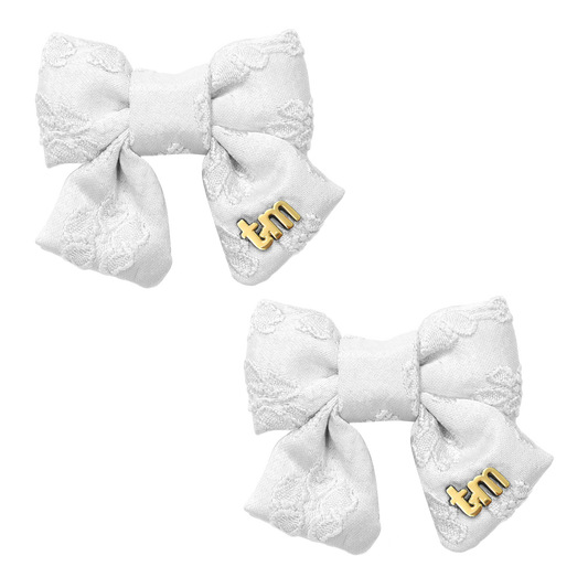 Lace Collection Mini Bow Clip Set Of 2 (White)