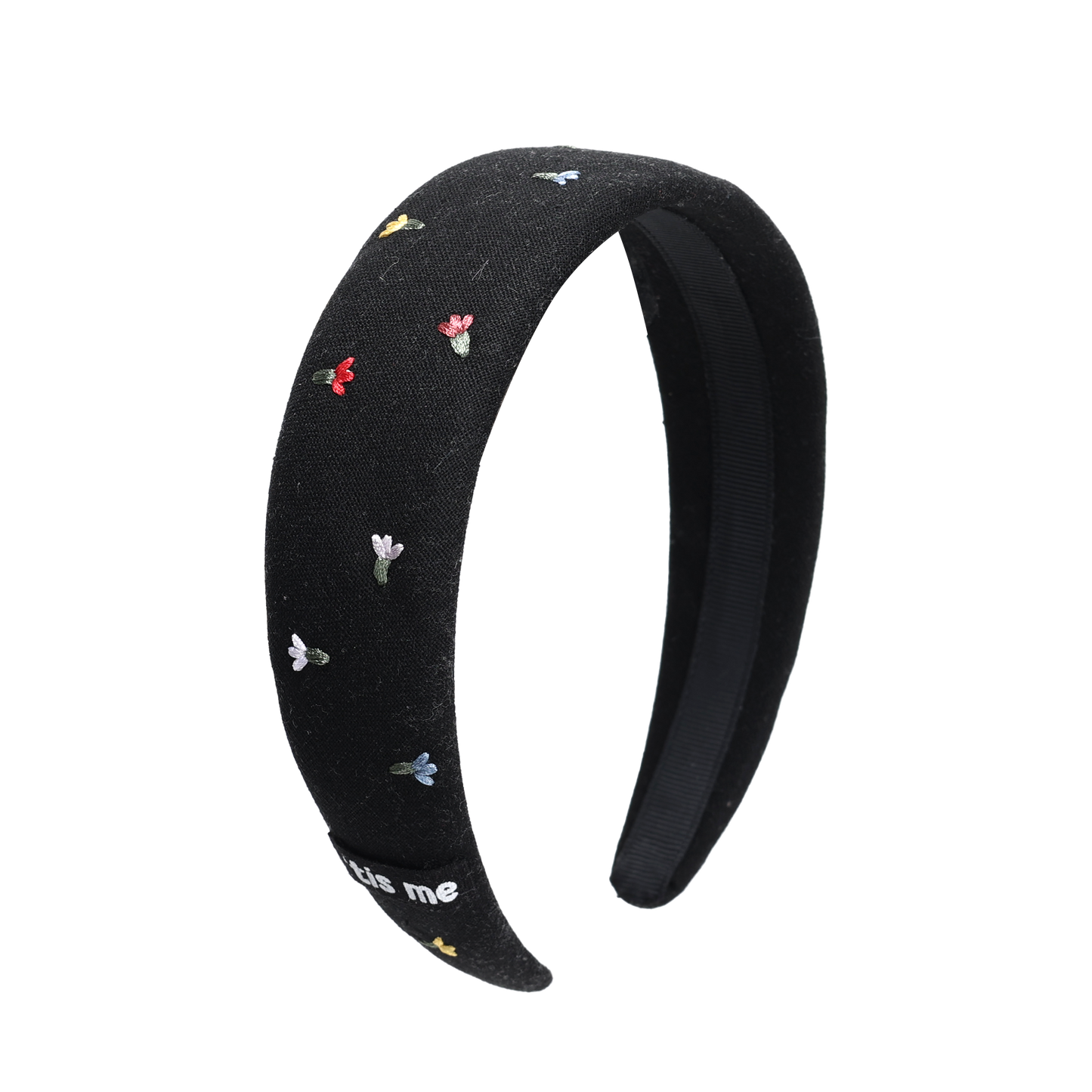 SS24 BLACK HEADBAND LINEN COLORED EMBROIDERY