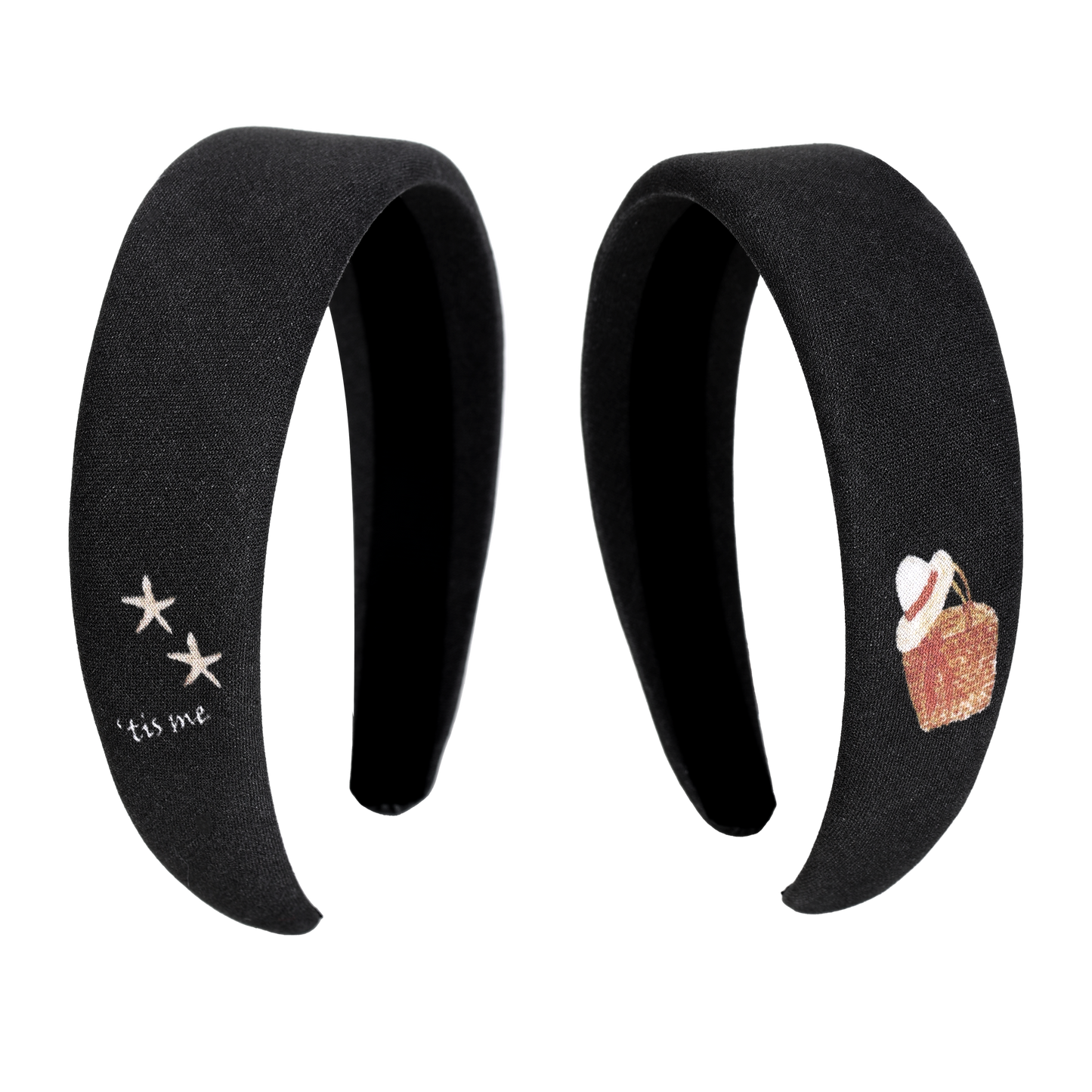 Hand Sketched Print Hard Headband Black (Beach)