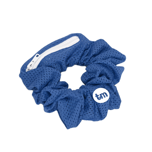 SS24 BLUE SCRUNCHIE ZIPPER POCKET SPORTS MESH COLLECTION (GLOW IN DARK LOGO)