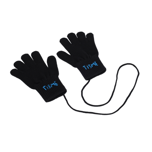 Handstich Gloves Younger Child With Strings (Blue Stitch)