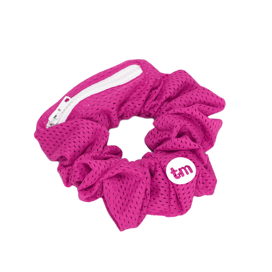 SS24 HOT PINK SCRUNCHIE ZIPPER POCKET SPORTS MESH COLLECTION (GLOW IN DARK LOGO)