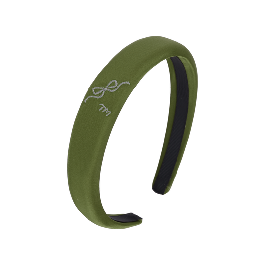 Bow Embroidery Hard Headband (Green)