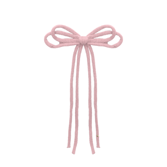 SS26 Knit Ribbon Long Tail Bow Clip (Pink)