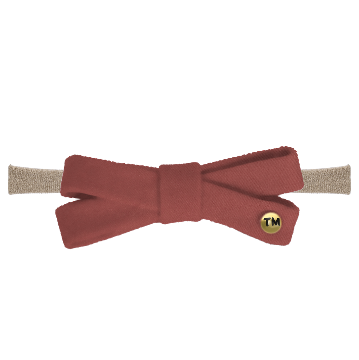 Denim Colored Embroidery Logo Baby Bow Nylon Headband (Maroon)