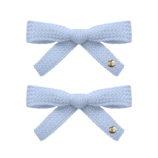 SS26 Woven Ribbon Mini Bow Clip Set Of 2 (Light Blue)