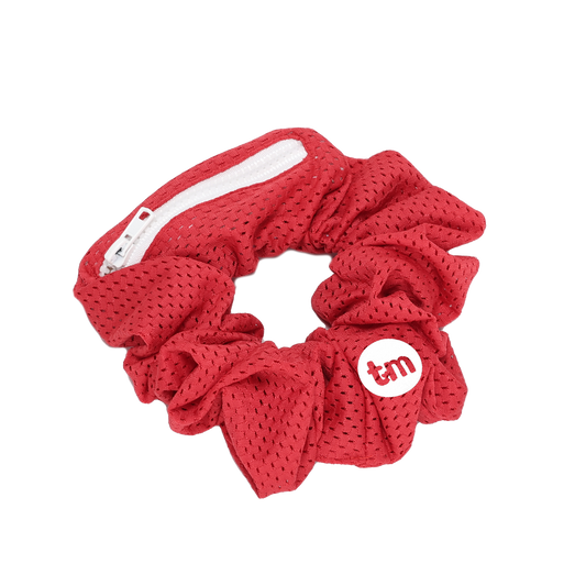 SS24 RED SCRUNCHIE ZIPPER POCKET SPORTS MESH COLLECTION (GLOW IN DARK LOGO)