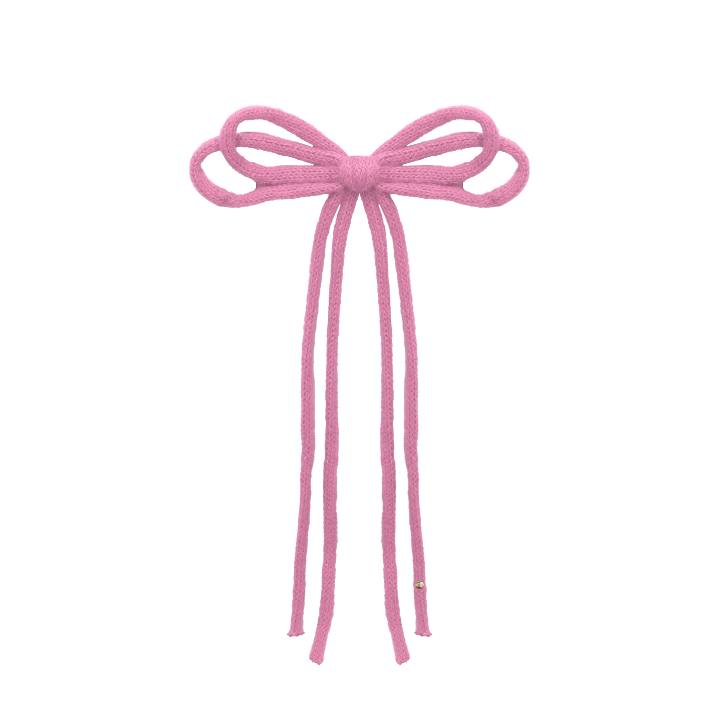SS26 Knit Ribbon Long Tail Bow Clip (Hot Pink)