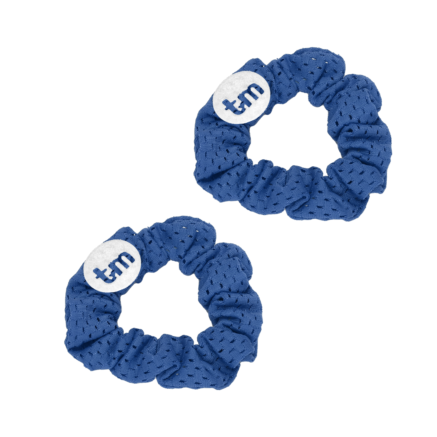 SS24 BLUE MINI SCRUNCHIES-SET OF 2 SPORTS MESH (GLOW IN THE DARK LOGO)