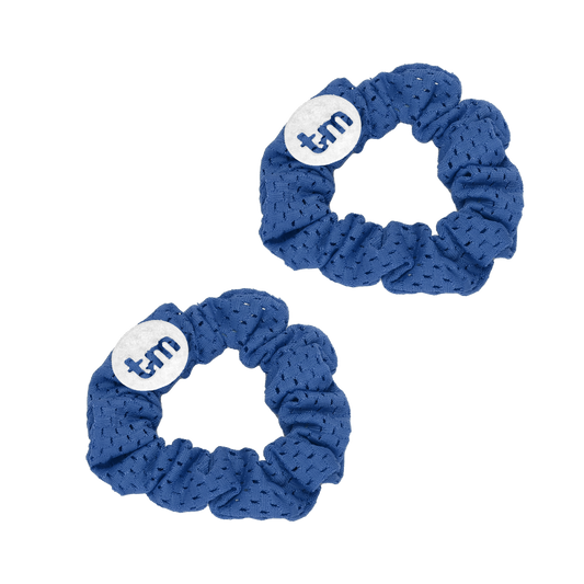 SS24 BLUE MINI SCRUNCHIES-SET OF 2 SPORTS MESH (GLOW IN THE DARK LOGO)