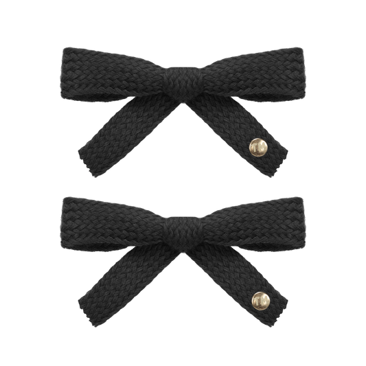 SS26 Woven Ribbon Mini Bow Clip Set Of 2 (Black)