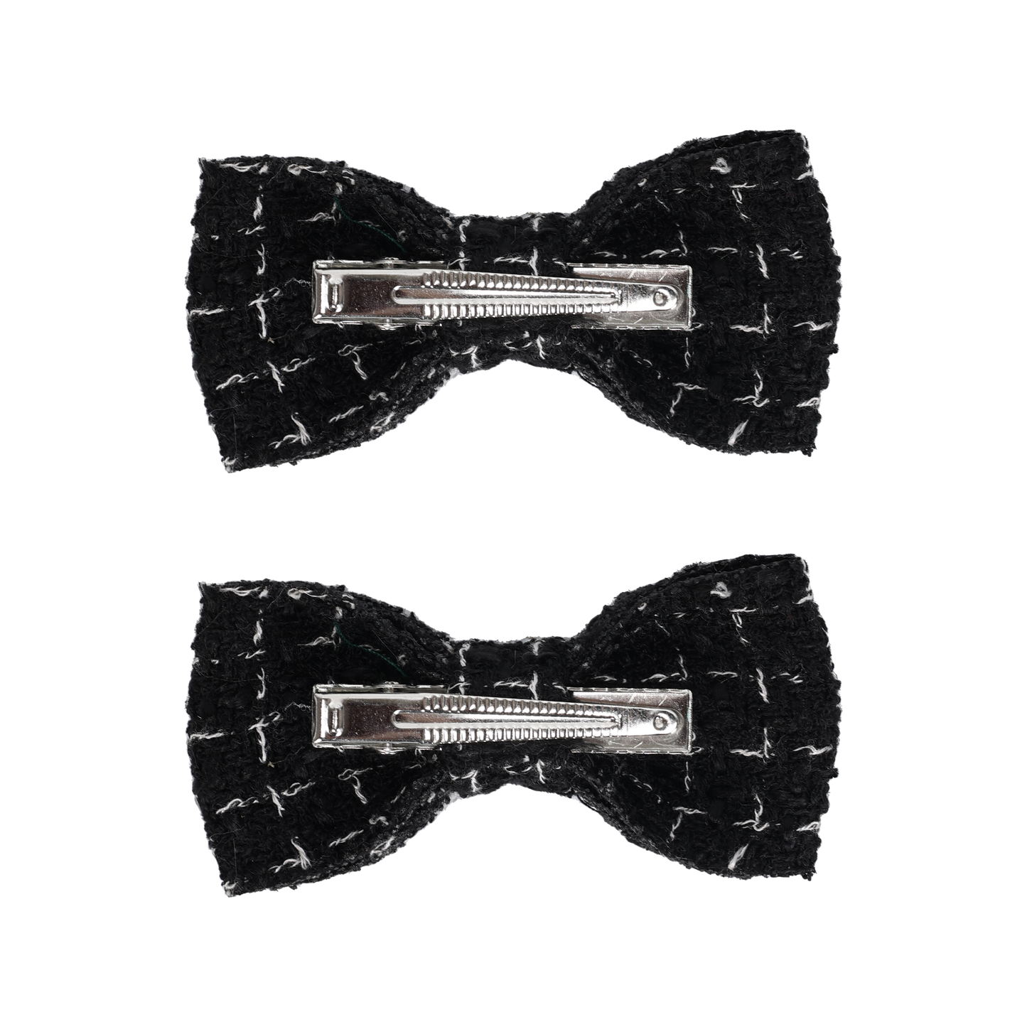 Tweed Bow Tie Set Of 2 Clips (Black)
