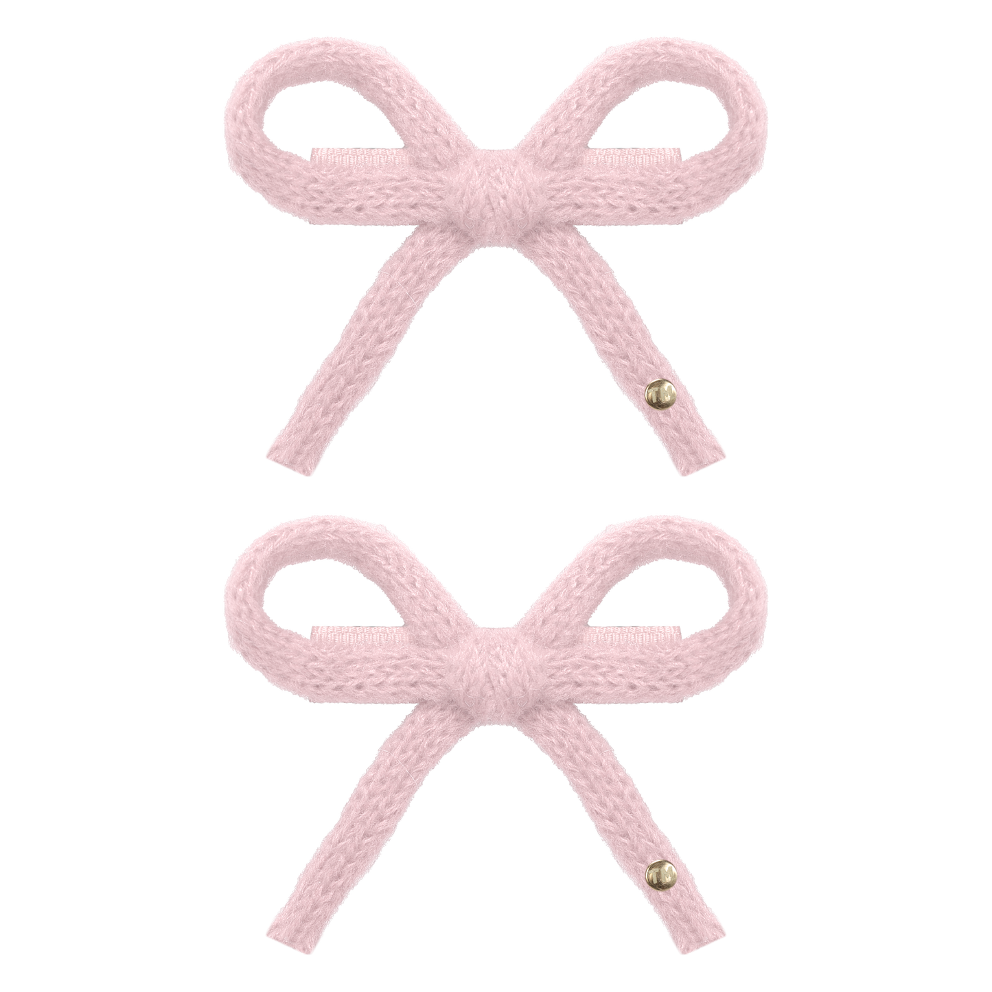 SS26 Knit Ribbon Mini Bow Clip Set Of 2 (Light Pink)