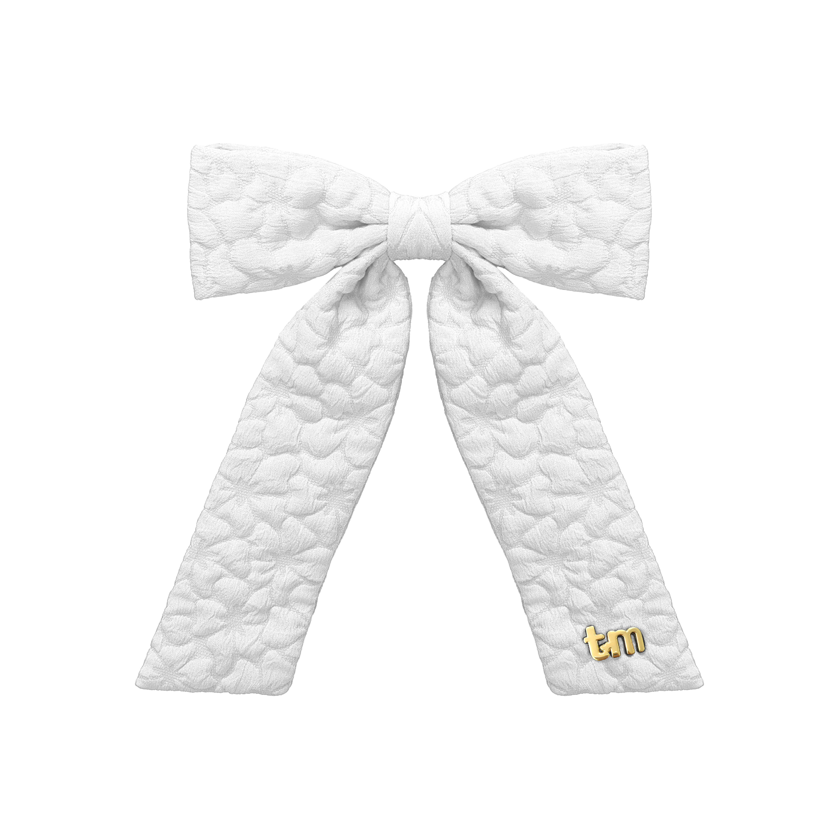 Floral Quilted Collection Large Bow Clip (White) – 'tis me
