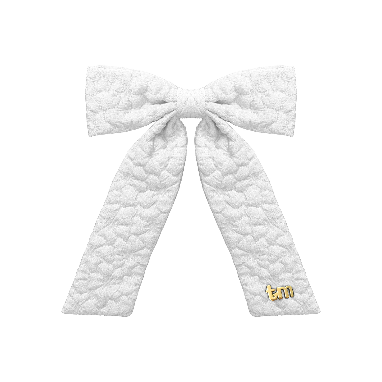 Floral Quilted Collection Large Bow Clip (White)