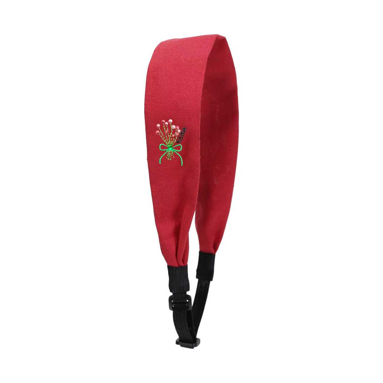Bouquet Embroidery Knit Collection Adjustable Headscarf (Red)
