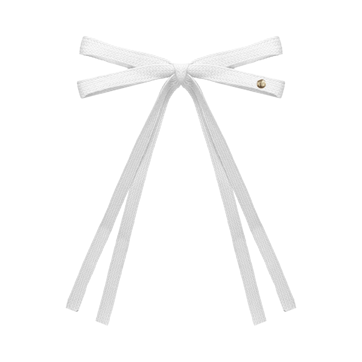 SS26 Woven Ribbon Long Tail Bow Clip (White)