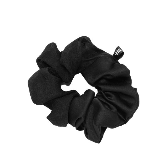 SS24 BLACK SCRUNCHIE SATIN/CHIFFON