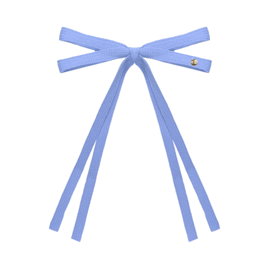 SS26 Woven Ribbon Long Tail Bow Clip (Blue)