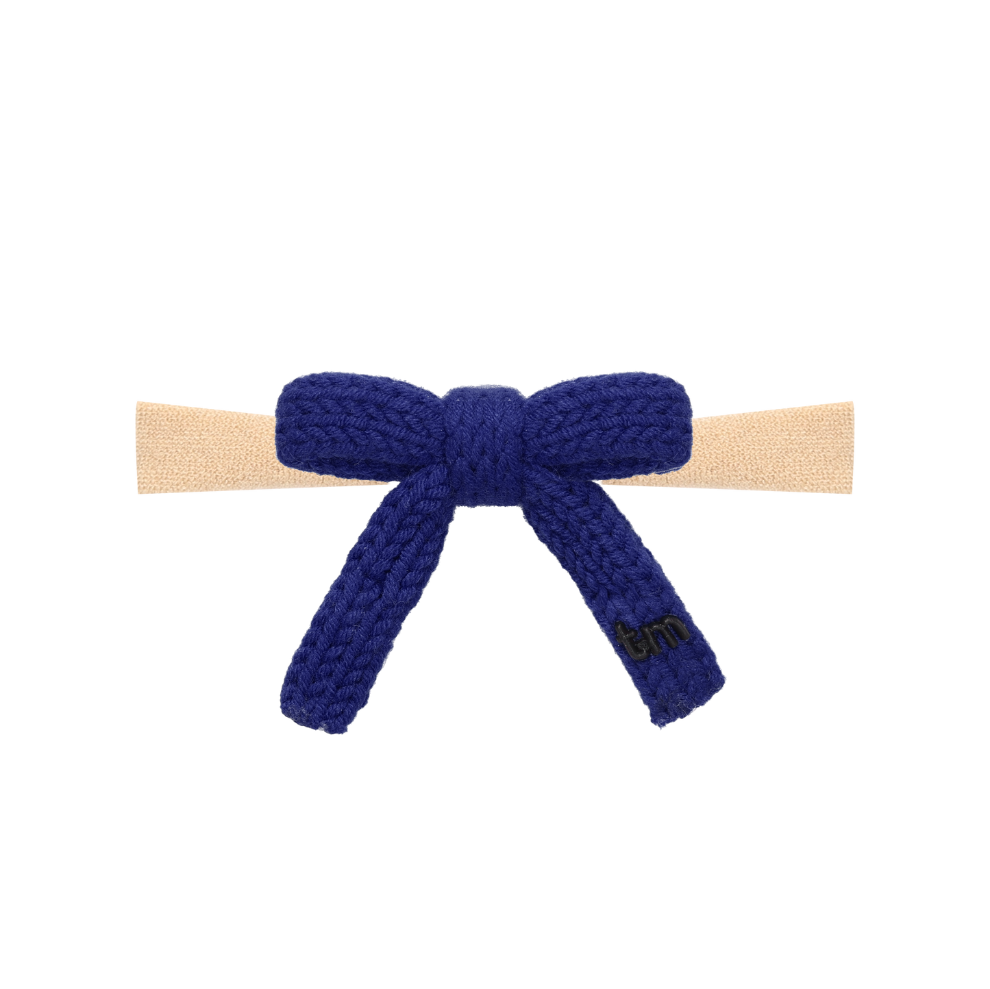 Crochet Bow On Nylon Headband (Navy)