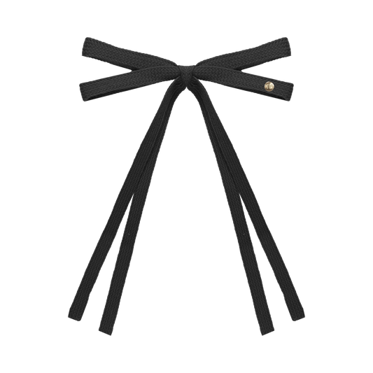 SS26 Woven Ribbon Long Tail Bow Clip (Black)