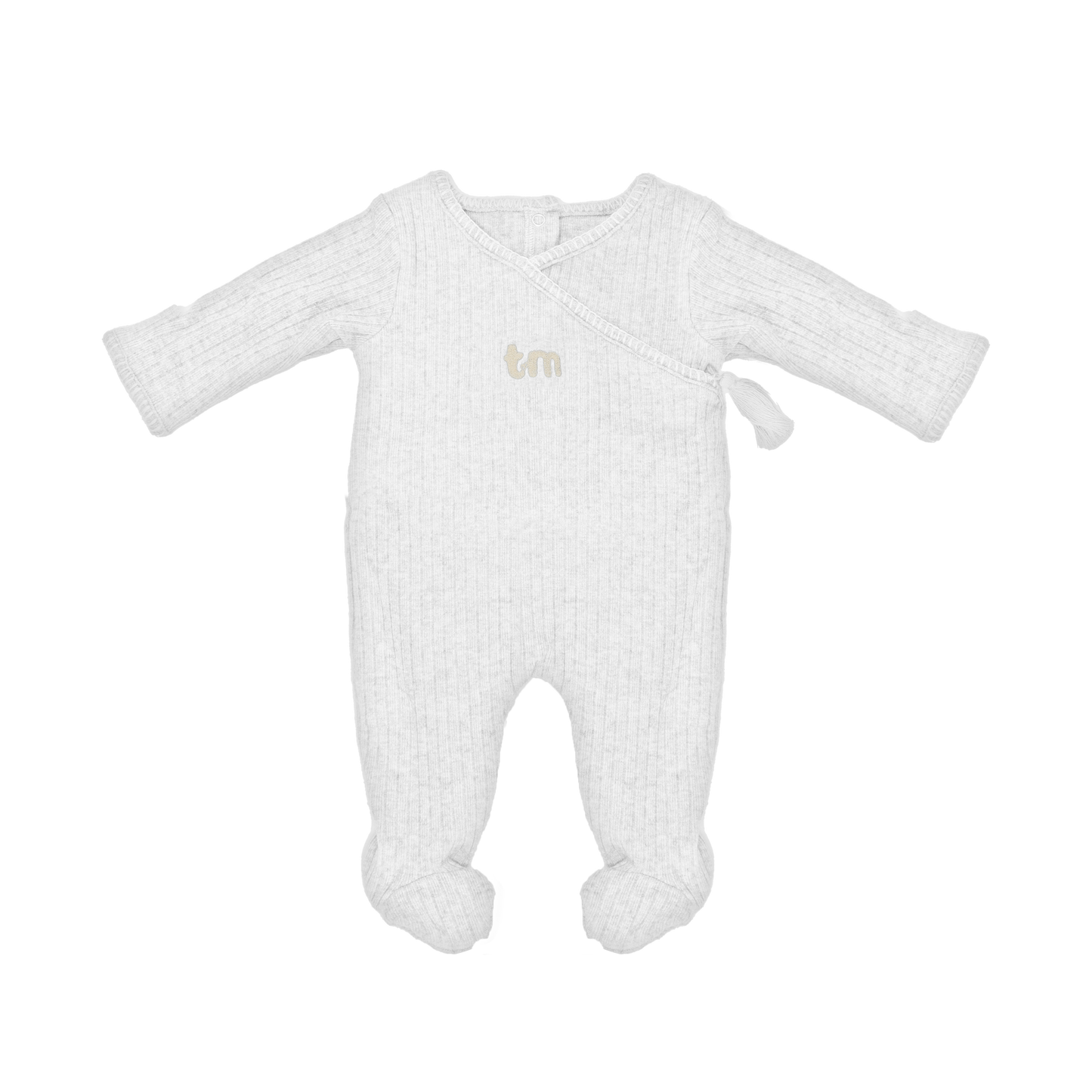 White Ribbed Footie 0-3 months