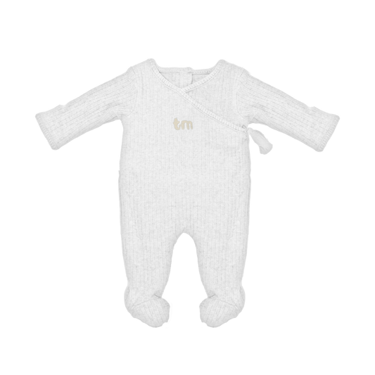 White Ribbed Footie 0-3 months