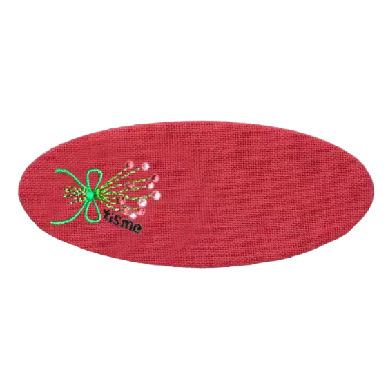 Bouquet Embroidery Knit Collection Barrette Clip (Red)