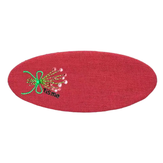 Bouquet Embroidery Knit Collection Barrette Clip (Red)