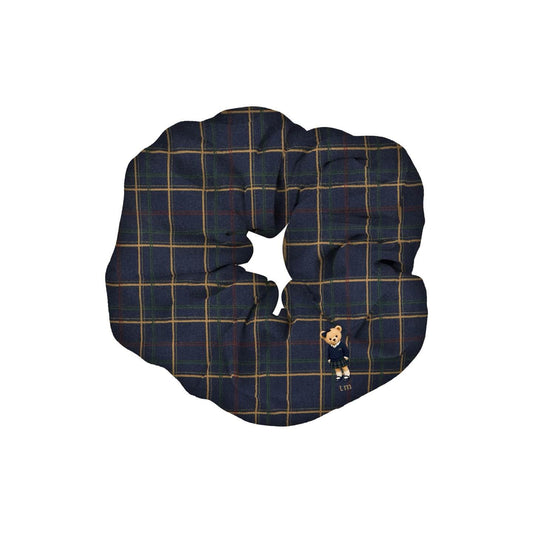 FW26 Tartan Bear Patch Printed Collection Scrunchie (Navy)
