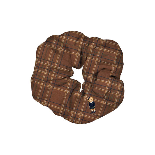 FW26 Tartan Bear Patch Printed Collection Scrunchie (Brown)