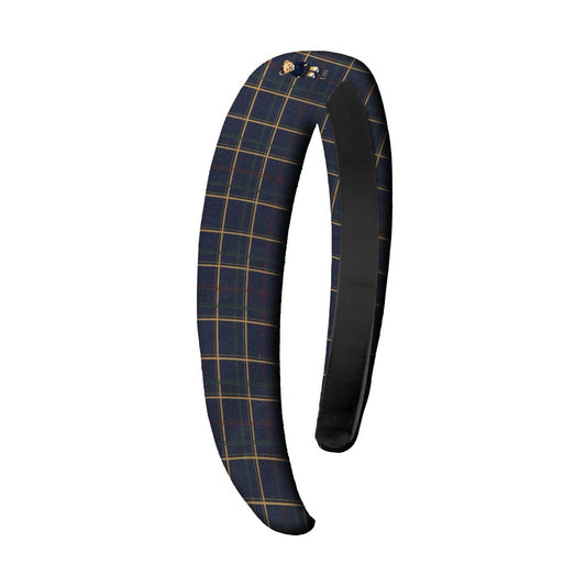 FW26 Tartan Bear Patch Printed Collection Hard Headband Navy