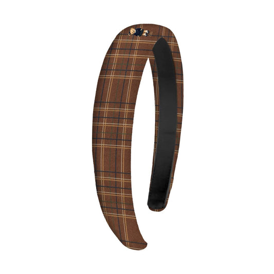 FW26 Tartan Bear Patch Printed Collection Hard Headband Brown