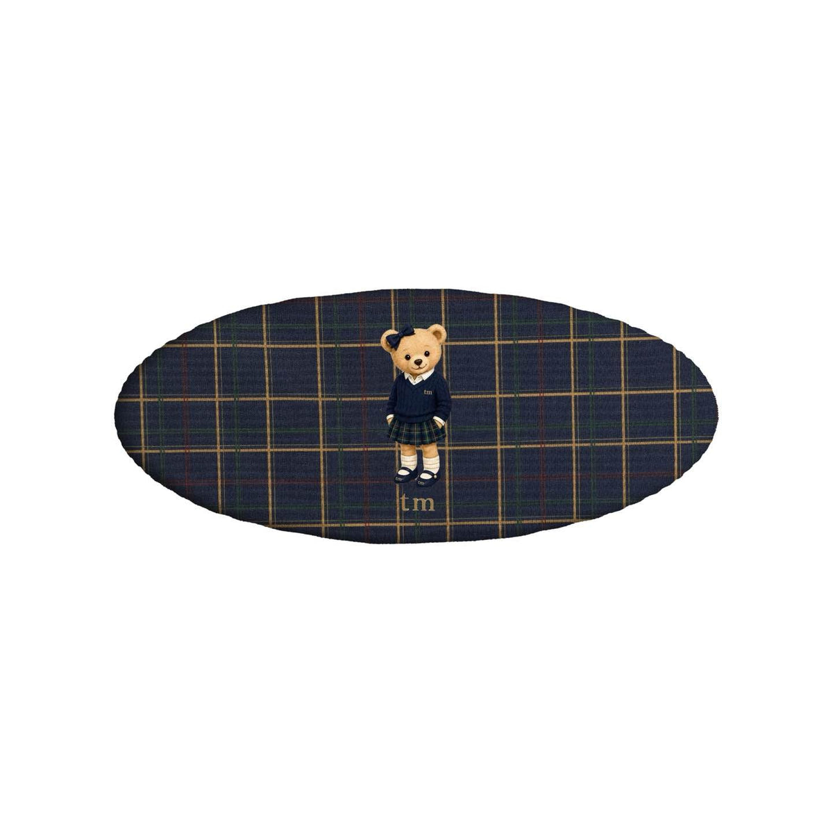 FW26 Tartan Bear Patch Printed Collection Barrette clip (Navy)