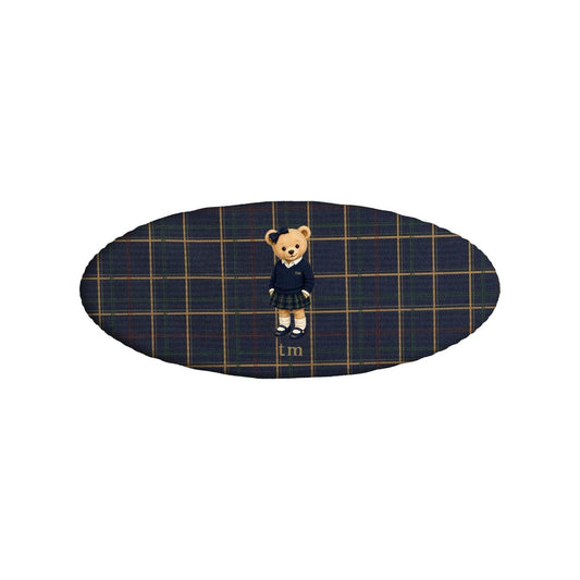 FW26 Tartan Bear Patch Printed Collection Barrette clip (Navy)