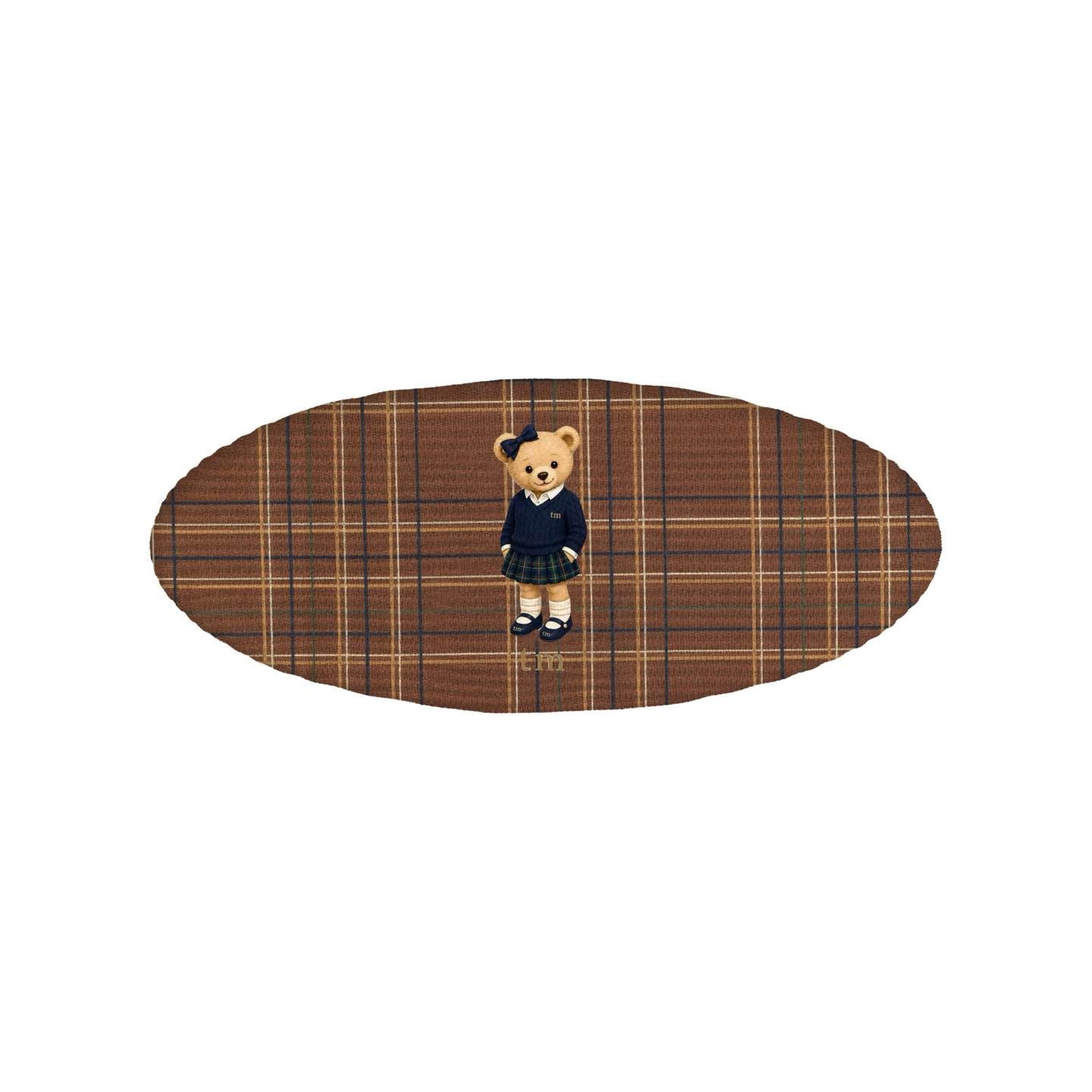 FW26 Tartan Bear Patch Printed Collection Barrette clip (Brown)