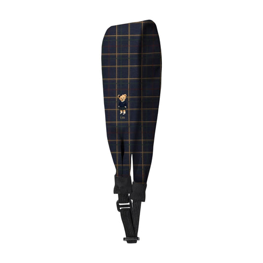 FW26 Tartan Bear Patch Printed Collection Adjustable Headscarf Navy