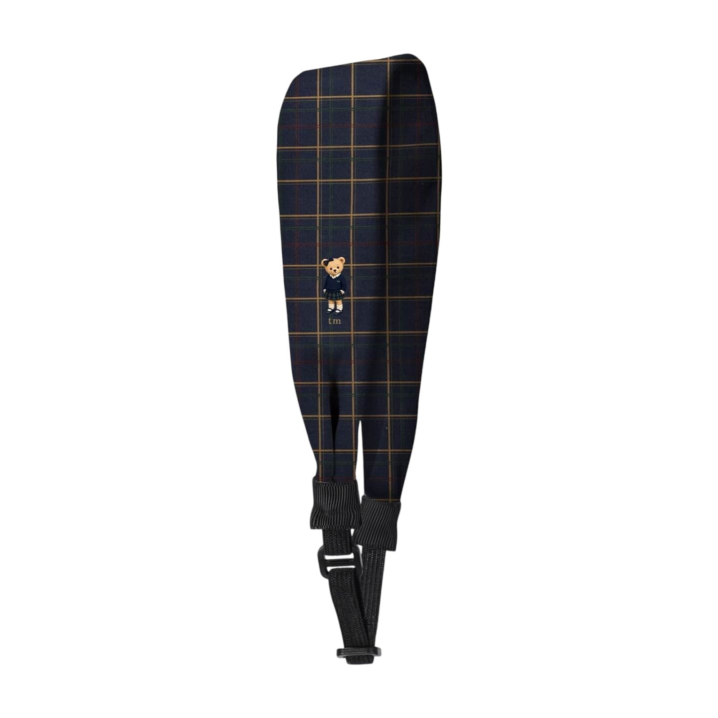FW26 Tartan Bear Patch Printed Collection Adjustable Headscarf Navy